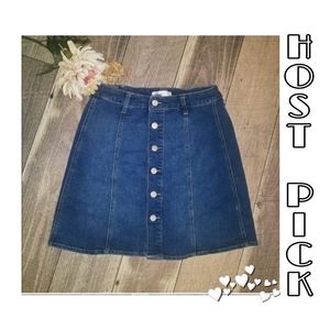 Love Fire short denim button down skirt